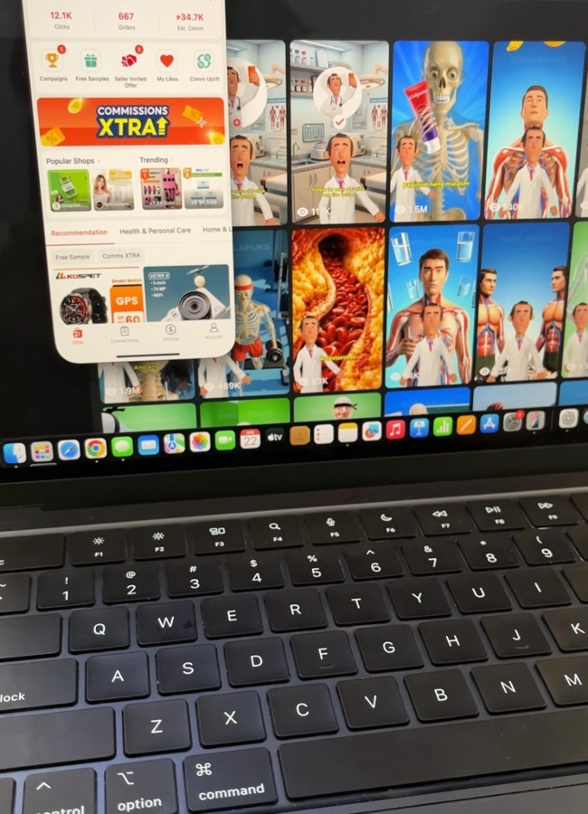 Shopee affiliate — 12.1K clicks, 667 orders, ₱34.7K estimated commission