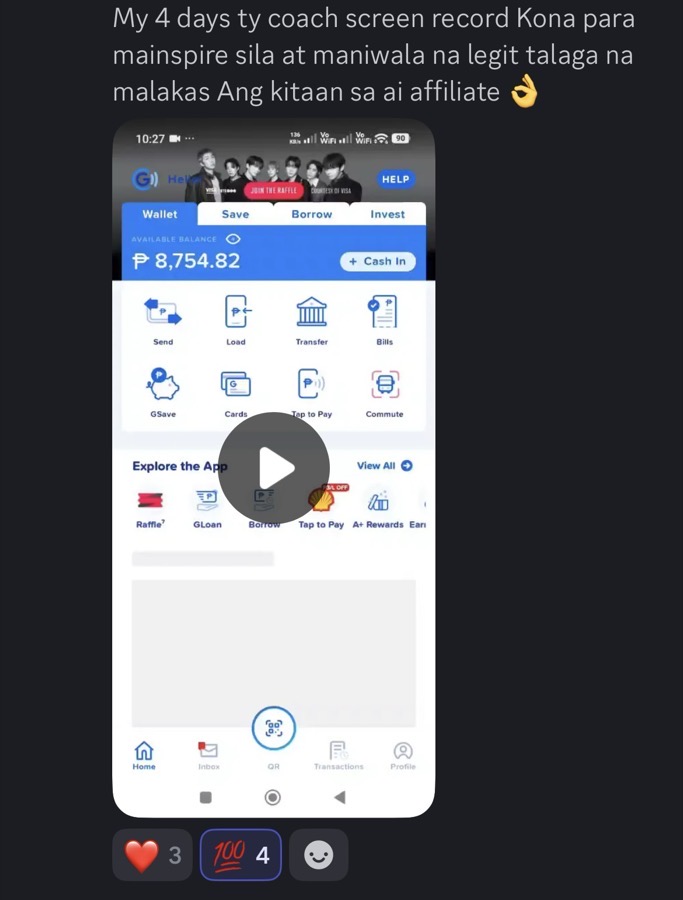 Student win — ₱8,754.82 GCash balance after 4 days