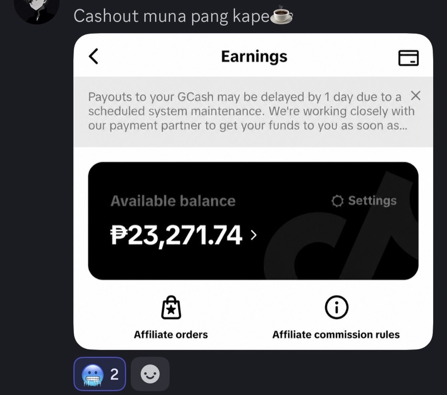 Student win — ₱23,271.74 available balance cashout