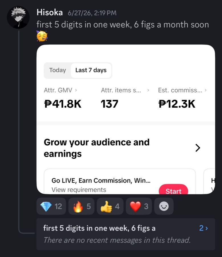 Student win — first 5 digits in one week, ₱12.3K commission